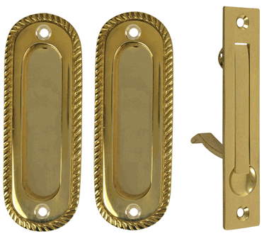 Georgian Oval Single Pocket Passage Style Door Set (Polished Brass Finish)