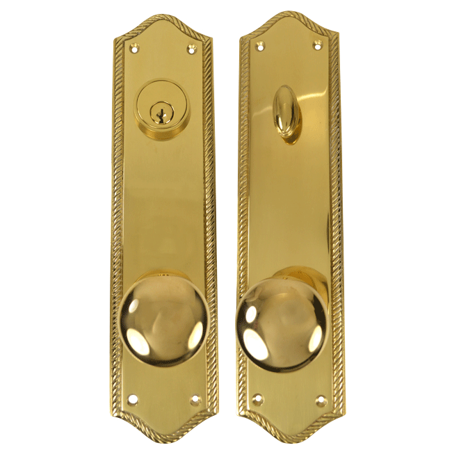 Georgian Roped Oval Deadbolt Entryway Set (Polished Brass Finish) COPPER MOUNTAIN HARDWARE