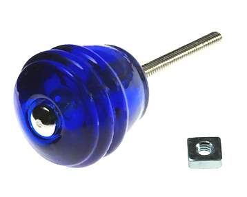 1 1/8 Inch Art Deco Cobalt Blue Barrel Shape Glass Knobs