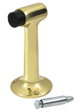 High Profile Floor Mounted Bumper Door Stop (Polished Brass Finish)