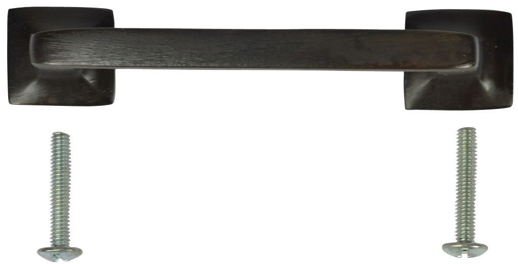 4 1/4 Inch Overall (3 Inch c-c) Solid Brass Square Traditional Pull (Oil Rubbed Bronze Finish)