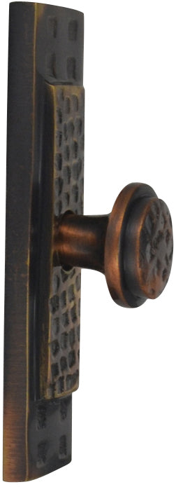 3 1/2 Inch (3 Inch c-c) Rectangular Craftsman Cabinet Knob with Backplate (Antique Copper Finish)