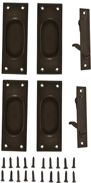 New Traditional Square Pattern Double Pocket Passage Style Door Set (Oil Rubbed Bronze)