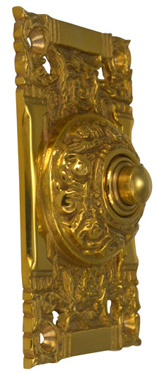 4 1/4 Inch Art Nouveau Solid Brass Doorbell (Polished Brass Finish)