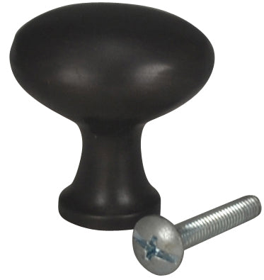 1 1/4 Inch Solid Brass Traditional Egg Shaped Knob (Oil Rubbed Bronze Finish)