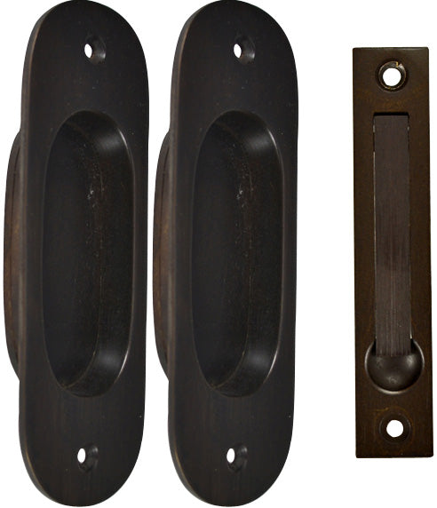 Traditional Oval Pattern Single Pocket Passage Style Door Set (Oil Rubbed Bronze Finish)