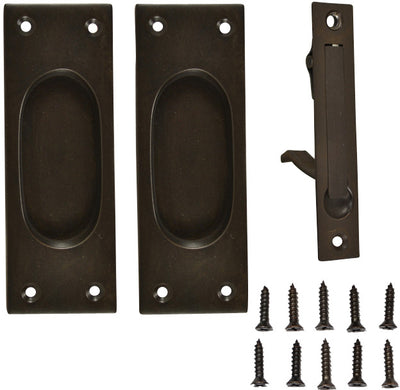 New Traditional Square Pattern Single Pocket Passage Style Door Set (Oil Rubbed Bronze Finish)