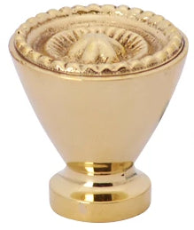 1 1/4 Inch Solid Brass Beaded Star Round Knob (Polished Brass Finish)