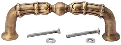 5 Inch Overall (4 1/3 Inch c.c.) Solid Brass Victorian Style Pull (Antique Brass Finish)