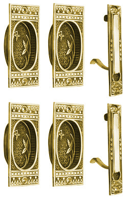 Broken Leaf Double Pocket Passage Style Door Set (Polished Brass)