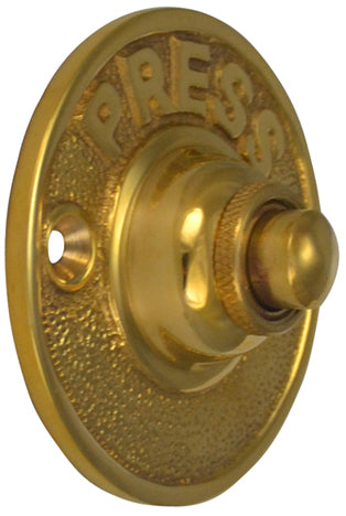 Classic American PRESS Doorbell Push Button (Polished Brass Finish)