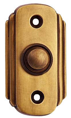 2 1/2 Inch Solid Brass Art Deco Doorbell Button (Antique Brass Finish)