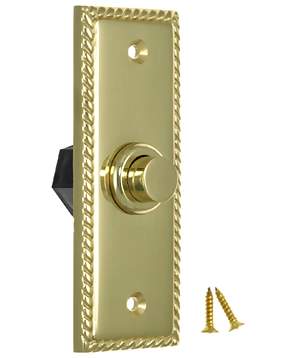 3 1/3 Inch Solid Brass Doorbell Button (Polished Brass Finish)