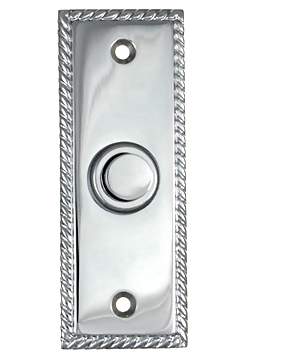 3 1/3 Inch Solid Brass Doorbell Button (Polished Chrome Finish)