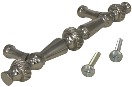 5 Inch Overall (3 Inch c.c.) Solid Brass Georgian Roped Style Pull (Polished Chrome Finish)