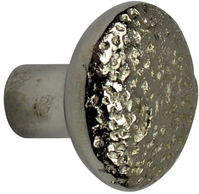1 1/4 Inch Solid Brass Hand-Hammered Round Knob (Polished Chrome Finish)
