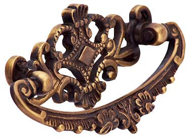 4 1/8 Inch Solid Brass Ornate Victorian Pull (Antique Brass Finish)