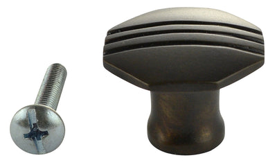 1 1/10 Inch Solid Brass Black Stripe Octagon Knob (Oil Rubbed Bronze Finish)