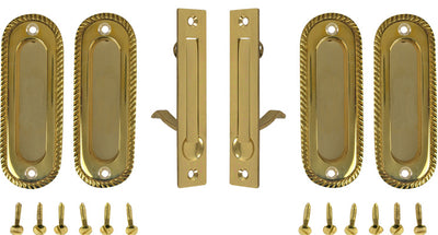 Georgian Oval Double Pocket Passage Style Door Set (Polished Brass)