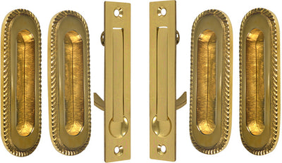 Georgian Oval Double Pocket Passage Style Door Set (Polished Brass)