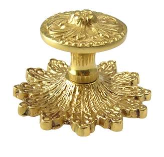 2 5/8 Inch Polished Brass Rococo Victorian Knob with Back Plate (Several Finishes Available)