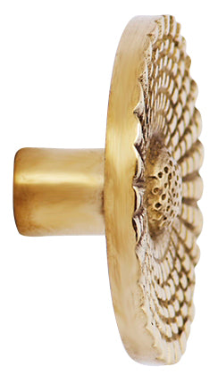 1 1/2 Solid Brass Art Deco Style Round Knob (Polished Brass Finish)