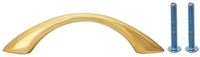 4 Inch Overall (3 Inch c-c) Solid Brass Traditional Pull (Polished Brass Finish)