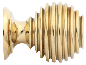 1 3/8 Inch Solid Brass Art Deco Round Knob (Polished Brass Finish)
