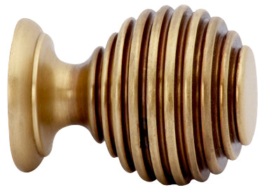1 3/8 Inch Solid Brass Art Deco Round Knob (Antique Brass Finish)