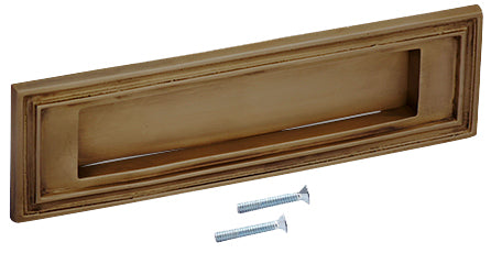 Mission Style Mail Slot for Front Doors (Antique Brass Finish)