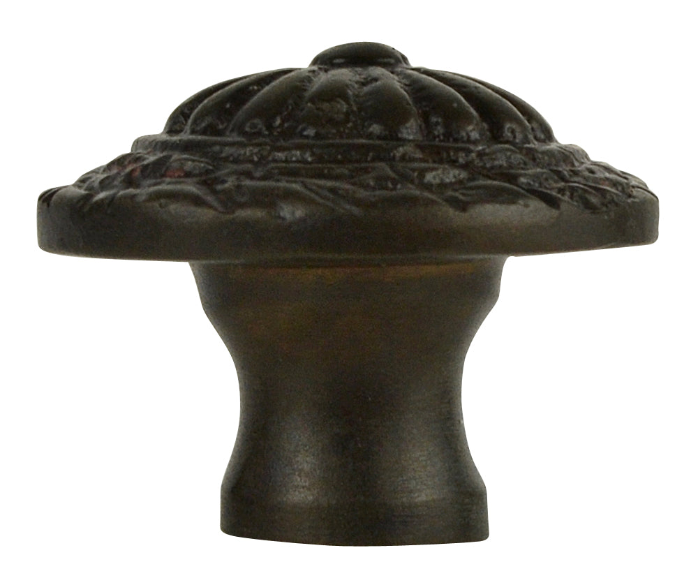 1 1/10 Inch Ornate Round Solid Brass Knob (Oil Rubbed Bronze Finish)