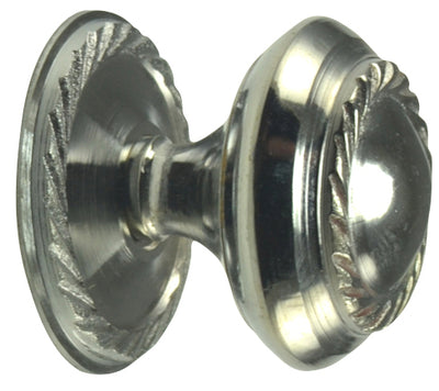 1 1/4 Inch Solid Brass Georgian Roped Round Knob (Polished Chrome Finish)