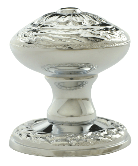 1 1/4 Inch Ornate Round Solid Brass Knob (Polished Chrome Finish)