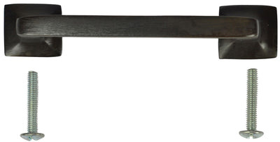 4 1/4 Inch Overall (3.25 Inch c-c) Solid Brass Square Traditional Pull (Oil Rubbed Bronze Finish)