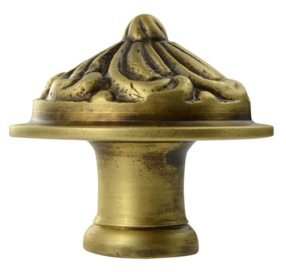 1 1/3 Inch Solid Brass Swirl Knob (Antique Brass Finish)