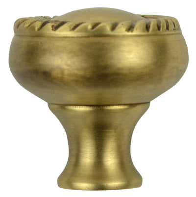 1 1/4 Inch Solid Brass Round Georgian Roped Border Knob (Antique Brass Finish)
