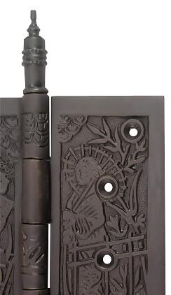 4 1/2 x 4 1/2 Inch Japanesque Style Ornate Solid Brass Hinge (Oil Rubbed Bronze Finish)