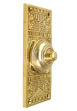 Solid Brass Eastlake Style Door Bell (Polished Brass Finish)