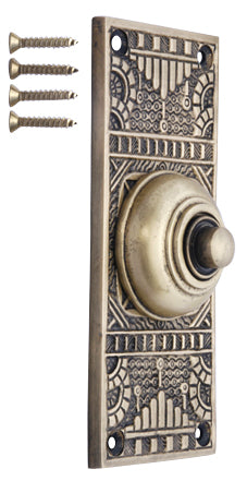 Solid Brass Eastlake Style Door Bell (Antique Brass Finish)