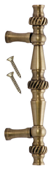 5 Inch Overall (3 Inch c-c) Solid Brass Georgian Roped Style Pull (Antique Brass Finish)