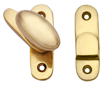 Traditional Solid Brass Oval Knob Latch Set (Polished Brass Finish)