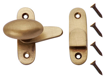 Traditional Solid Brass Oval Knob Latch Set (Antique Brass Finish)