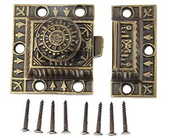 3 Inch Long Windsor Pattern Lost Wax Cast Cabinet Latch (Antique Brass Finish)