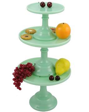 Set of Three Tiered Cake Plates ( Jadeite Glass)