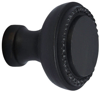 1 1/2 Inch Solid Brass Round Knob with Georgian Roped Border (Oil Rubbed Bronze)