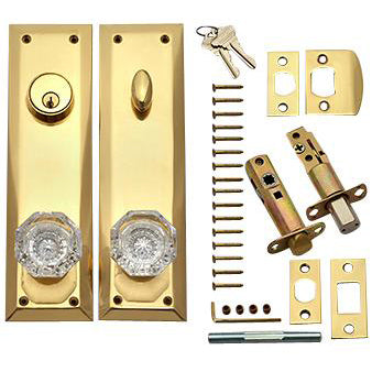 Quaker Style Deadbolt Entryway Set (Polished Brass Finish) Copper Mountain Hardware