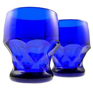 9 Ounce Cobalt Blue Glass Georgia Tumbler 4 Inch  Tall - Set of Four Copper Mountain Hardware