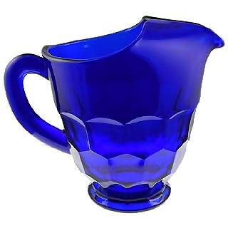 54 Ounce Cobalt Blue Glass Pitcher & Four Tumblers - Georgia Pattern Copper Mountain Hardware