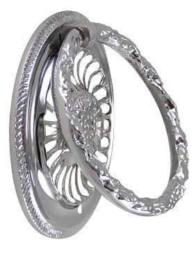 3 5/8 Inch Solid Brass Radiant Flower Drawer  Ring Pull (Polished Chrome)