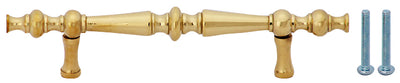 6 1/2 Inch Overall (4 Inch c-c) Solid Brass Victorian Pull (Polished Brass Finish)